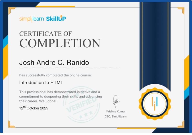 HTML Certificate