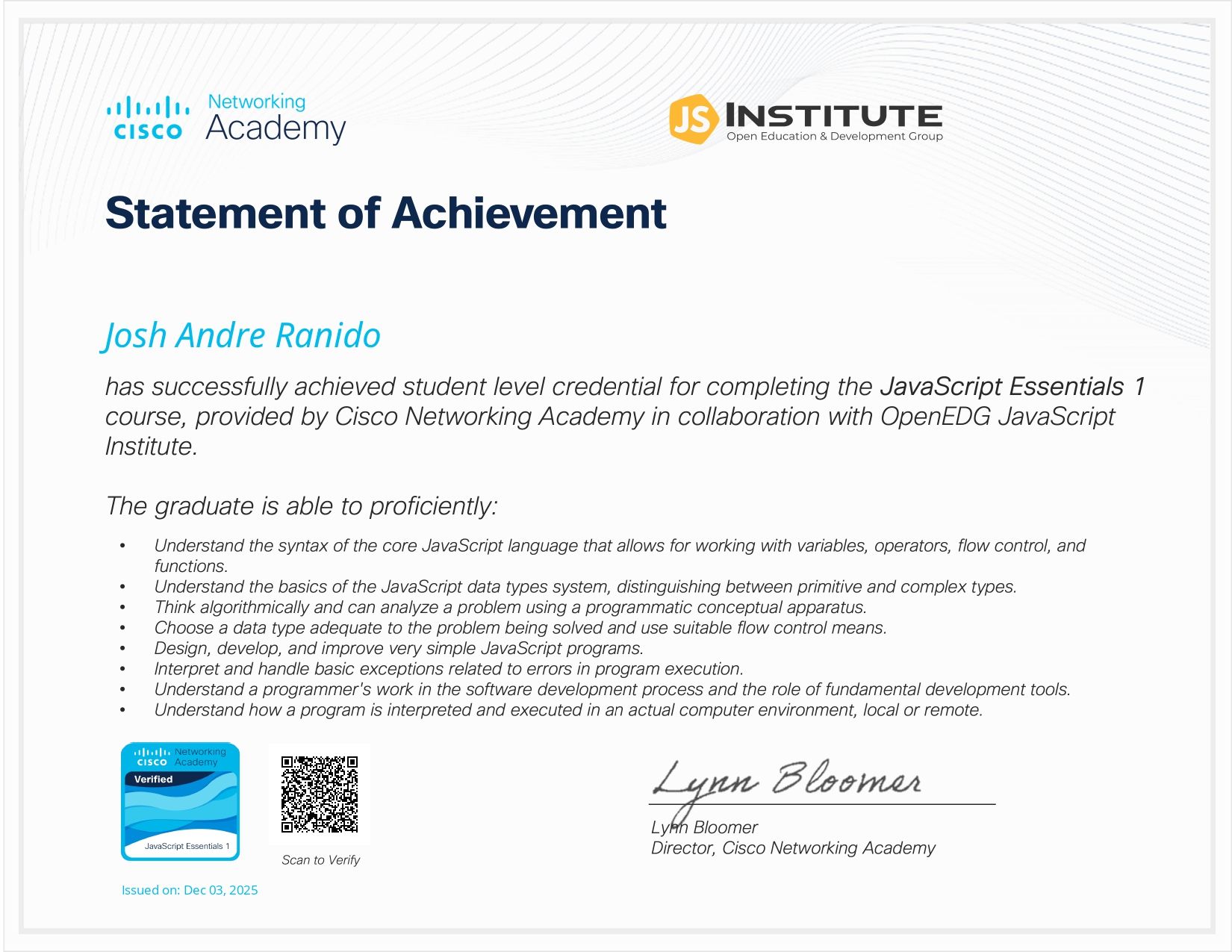 JavaScript Certificate