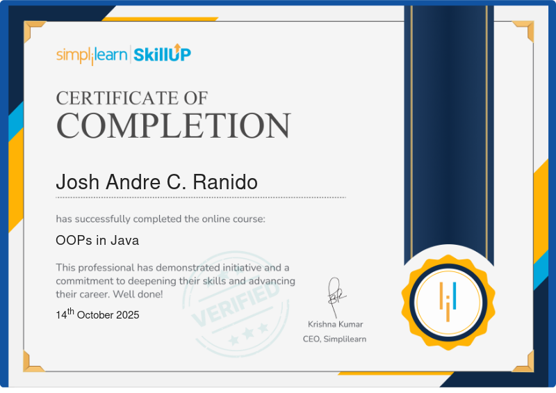 OOP in Java Certificate